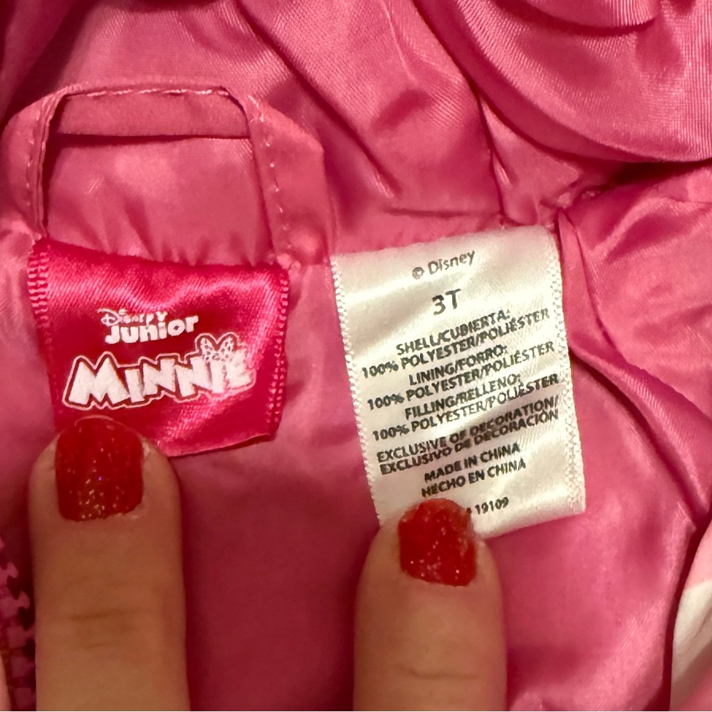 Disney junior Minnie Mouse Girls 3T zip up winter coat/jacket - Picture 7 of 12